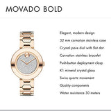 Movado Bold Crystal Pave Rose Gold Dial Rose Gold Steel Strap Watch For Women - 3600493 Buy Now By Movado