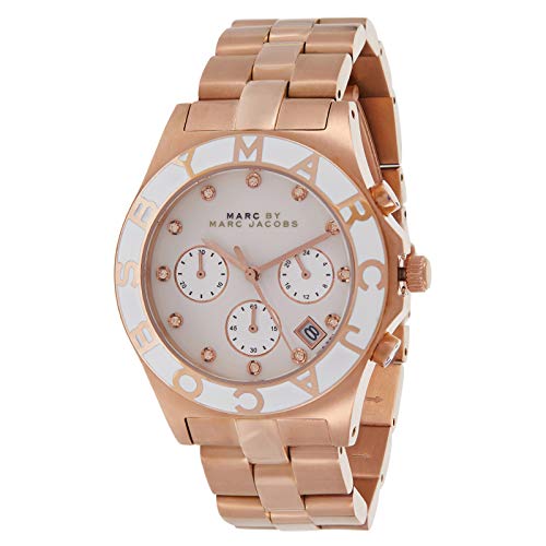Marc Jacobs Blade Chronograph White Dial Rose Gold Steel Strap Watch for Women - MBM3082 Buy Now By Marc Jacobs