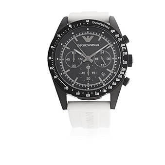 Emporio Armani Sportivo Chronograph Black Dial White Rubber Strap Watch For Men - AR6112 Buy Now By Emporio Armani