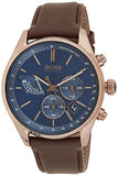 Hugo Boss Grand Prix Blue Dial Brown Leather Strap Watch for Men - 1513604 Buy Now By Hugo Boss