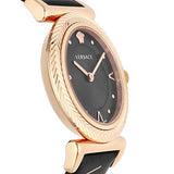 Versace V-Motif Vintage Logo Black Dial Black Leather Strap Watch for Women - VERE00818 Buy Now By Versace