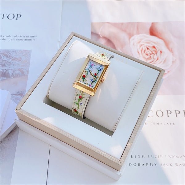 Gucci G-Frame Floral Mother of Pearl Dial White Leather Strap Watch For Women - YA147407 Buy Now By Gucci