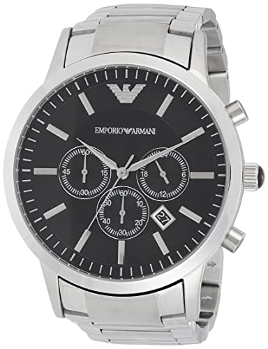 Emporio Armani Sportivo Chronograph Black Dial Silver Steel Strap Watch For Men - AR2460 Buy Now By Emporio Armani