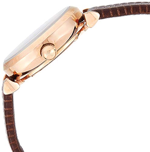 Emporio Armani Meccanico Skeleton Mother of Pearl Dial Brown Leather Strap Watch For Women - AR1993 Buy Now By Emporio Armani