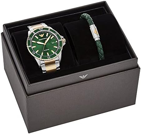 Emporio Armani Diver Chronograph Green Dial Two Tone Steel Strap Watch For Men - AR80063 Buy Now By Emporio Armani