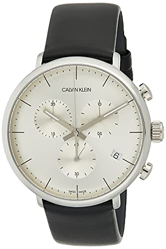Calvin Klein High Noon Chronograph White Dial Black Leather Strap Watch for Men - K8M271C6 Buy Now By Calvin Klein
