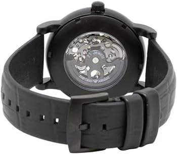 Emporio Armani Meccanico Automatic Skeleton Dial Black Leather Strap Watch For Men - AR60008 Buy Now By Emporio Armani