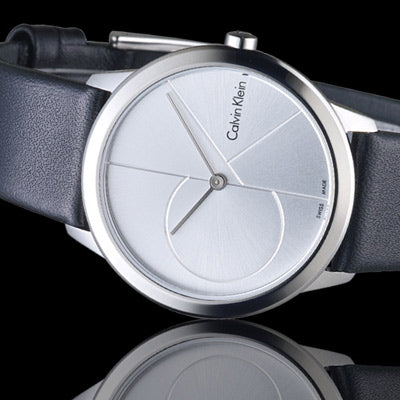 Calvin Klein Minimal Silver Dial Black Leather Strap Watch for Men - K3M221CY Buy Now By Calvin Klein