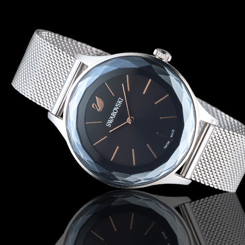 Swarovski Octea Nova Black Dial Silver Mesh Bracelet Watch for Women - 5430420 Buy Now By Swarovski
