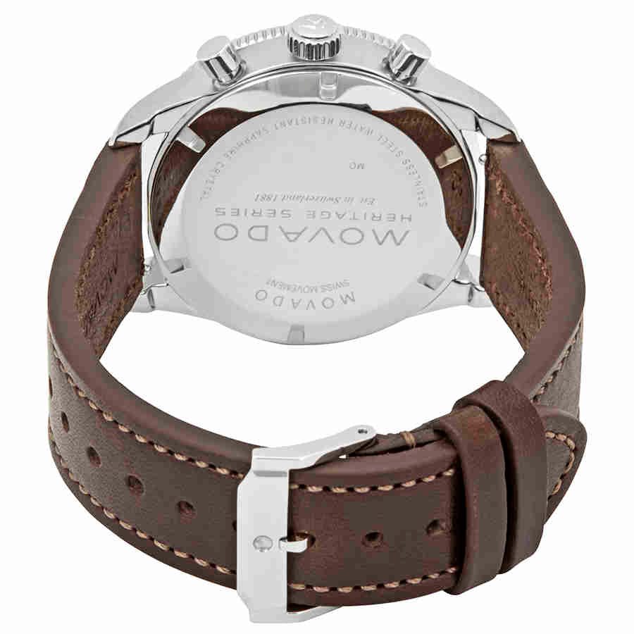 Movado Heritage 29mm Chronograph Blue Dial Brown Leather Strap Watch For Men - 3650061 Buy Now By Movado