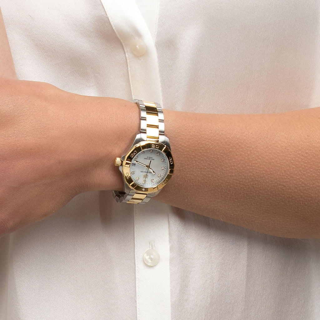 Tag Heuer Aquaracer Mother of Pearl Dial Two Tone Steel Strap Watch for Women - WBD1320.BB0320 Buy Now By Tag Heuer