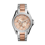 Fossil Riley Multifunction Rose Gold Dial Two Tone Steel Strap Watch for Women - ES4145 Buy Now By Fossil