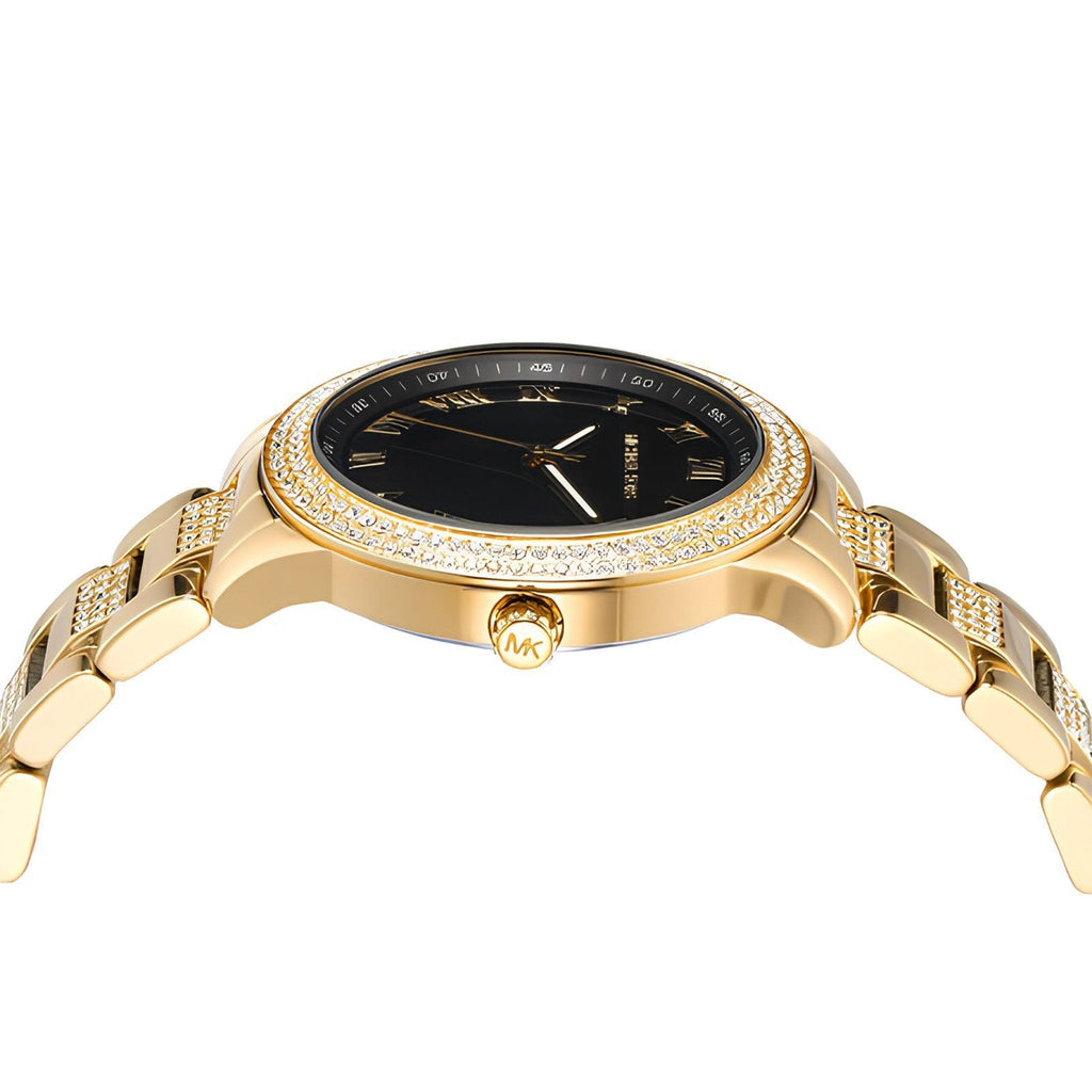 Michael Kors Tibby Multifunction Analog Black Dial Gold Steel Strap Watch for Women - MK4684 Buy Now By Michael Kors