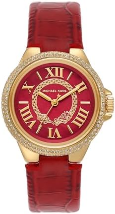 Michael Kors Camille Three-Hand Red Dial Red Leather Strap Watch for Women - MK4750 Buy Now By Michael Kors