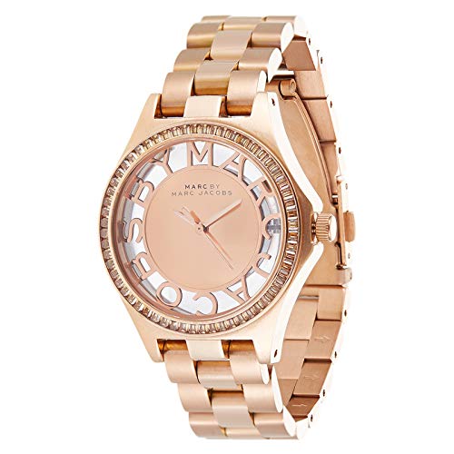 Marc Jacobs Henry Transparent Rose Gold Dial Rose Gold Steel Strap Watch for Women - MBM3339 Buy Now By Marc Jacobs