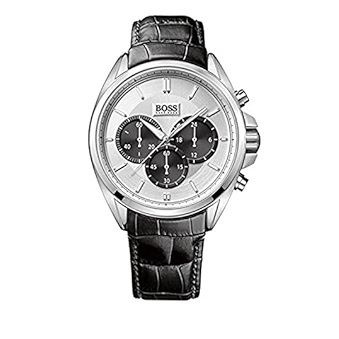Hugo Boss Casual Chronograph Silver Dial Black Leather Strap Watch For Men - HB1512880 Buy Now By Hugo Boss