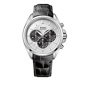 Hugo Boss Casual Chronograph Silver Dial Black Leather Strap Watch For Men - HB1512880 Buy Now By Hugo Boss