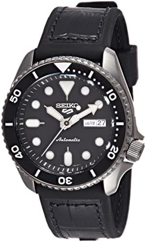 Seiko 5 Sports SKX Automatic Black Dial Black Leather Strap Watch for Men - SRPD55K2 Buy Now By Seiko