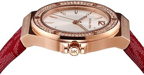 Michael Kors Lennox Three Hand Silver Dial Red Leather Strap Watch For Women - MK7308 Buy Now By Michael Kors