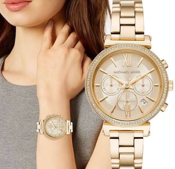 Michael Kors Sofie Chronograph Quartz Gold Dial Gold Steel Strap Watch For Women - MK6559 Buy Now By Michael Kors