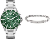 Emporio Armani Diver Chronograph Green Dial Silver Steel Strap Watch For Men - AR11500 Buy Now By Emporio Armani