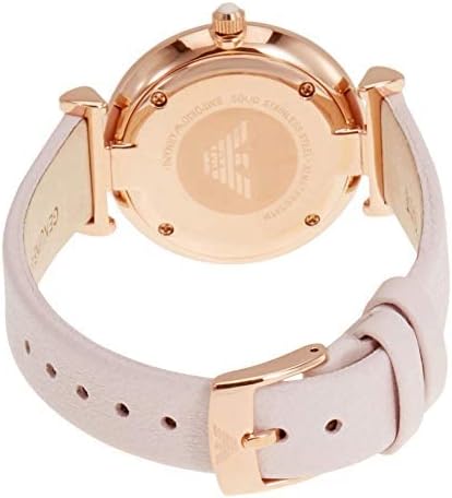 Emporio Armani Gianni T Bar Mother Of Pearl Pink Dial Pink Leather Strap Watch For Women - AR1958 Buy Now By Emporio Armani