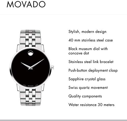 Movado Museum Classic Black Dial Silver Steel Strap Watch for Men - 0607199 Buy Now By Movado