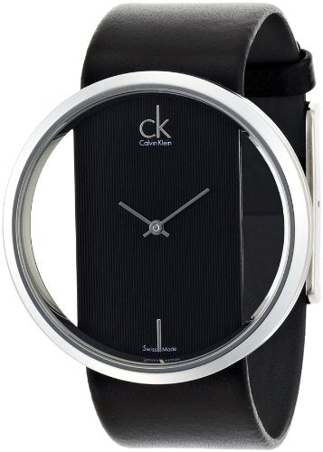 Calvin Klein Glam Transparent Dial Black Leather Strap Watch for Women - K9423107 Buy Now By Calvin Klein
