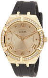 Guess Cosmo Diamonds Gold Dial Black Rubber Strap Watch for Women - GW0034L1 Buy Now By Guess