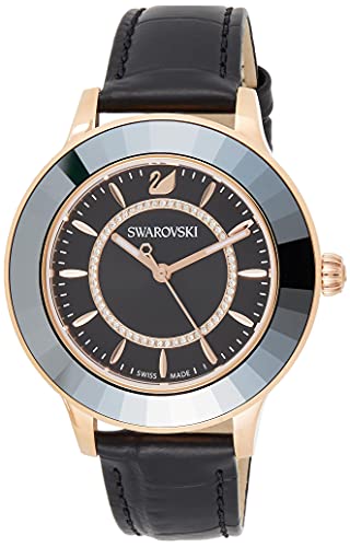 Swarovski Octea Lux Black Dial Black Leather Strap Watch for Women - 5414410 Buy Now By Swarovski