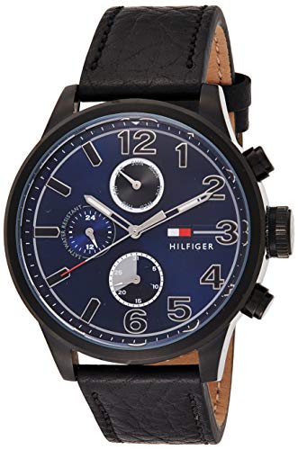 Tommy Hilfiger Jackson Quartz Blue Dial Black Leather Strap Watch for Men - 1791241 Buy Now By Tommy Hilfiger