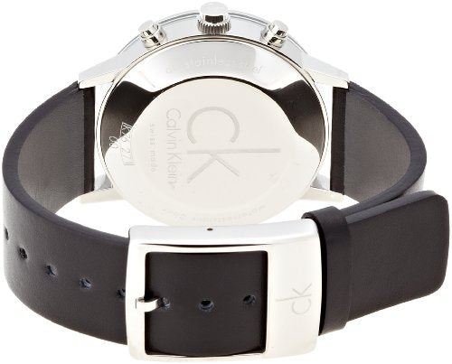 Calvin Klein Post Minimal Chronograph Black Dial Black Leather Strap Watch for Men - K7627107 Buy Now By Calvin Klein