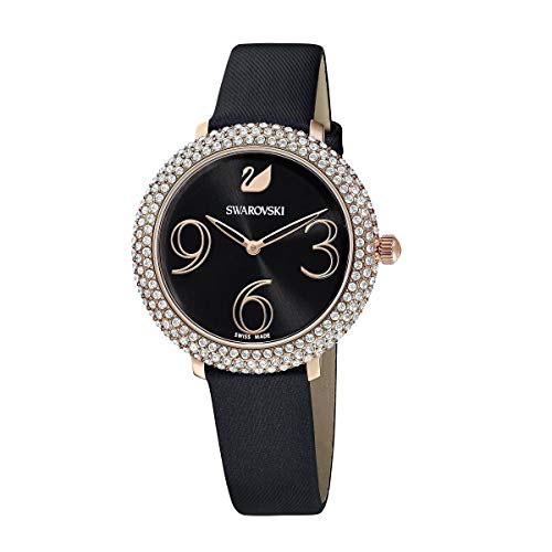 Swarovski Crystal Frost Black Dial Black Leather Strap Watch for Women - 5484058 Buy Now By Swarovski
