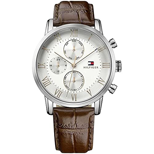 Tommy Hilfiger Kane Chronograph White Dial Brown Leather Strap Watch for Men - 1791400 Buy Now By Tommy Hilfiger