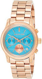 Michael Kors Runway Chronograph Turquoise Dial Rose Gold Steel Strap Watch For Women - MK6164 Buy Now By Michael Kors