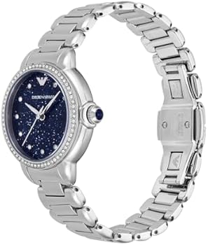 Emporio Armani Mia Three Hand Crystals Blue Dial Silver Steel Strap Watch For Women - AR11630 Buy Now By Emporio Armani