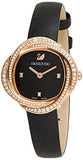 Swarovski Crystal Flower Black Dial Black Leather Strap Watch for Women - 5552421 Buy Now By Swarovski