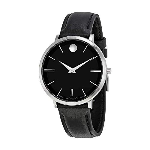 Movado Ultra Slim Black Dial Black Leather Strap Watch For Women - 0607094 Buy Now By Movado