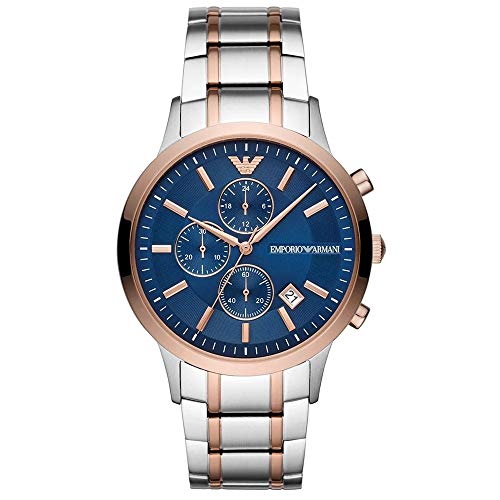 Emporio Armani Renato Chronograph Blue Dial Two Tone Steel Strap Watch For Men - AR80025 Buy Now By Emporio Armani