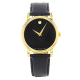 Movado Museum Black Dial Black Leather Strap Watch For Men - 2100005 Buy Now By Movado