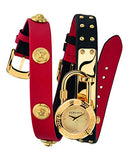 Versace Medusa Lock Icon Gold Dial Red Leather Strap Watch for Women - VEDW00119 Buy Now By Versace