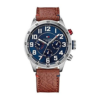 Tommy Hilfiger Trent Quartz Blue Dial Brown Leather Strap Watch for Men - 1791066 Buy Now By Tommy Hilfiger