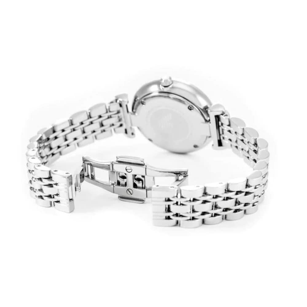 Emporio Armani Gianni T Bar White Marble Dial Silver Steel Strap Watch For Women - AR11170 Buy Now By Emporio Armani