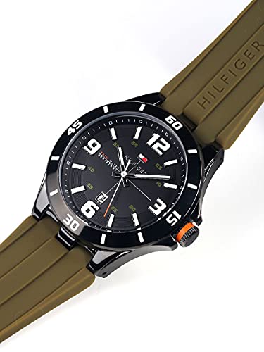 Tommy Hilfiger Drew Black Dial Green Rubber Strap Watch for Men - 1791065 Buy Now By Tommy Hilfiger