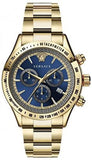 Versace Classic Chronograph Quartz Blue Dial Gold Steel Strap Watch For Men - VEV700619 Buy Now By Versace
