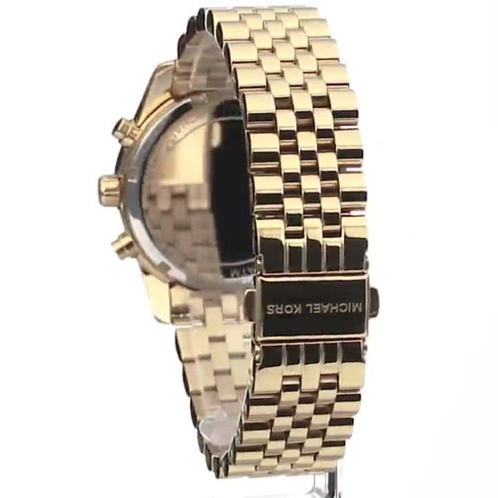 Michael Kors Lexington Chronograph Blue Dial Gold Steel Strap Watch For Women - MK6206 Buy Now By Michael Kors