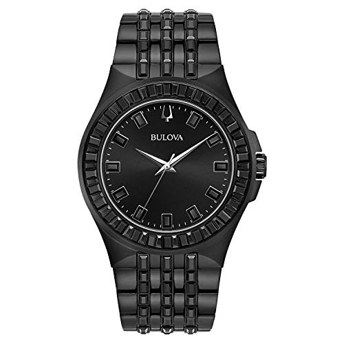 Bulova Crystal Collection Phantom Black Dial Black Steel Strap Watch for Men - 98A240 Buy Now By Bulova