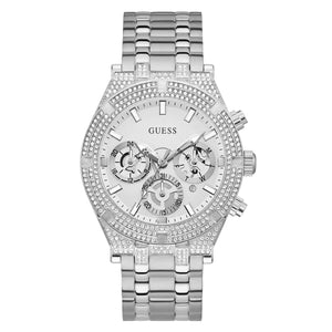 Guess Multi Function Diamonds Silver Dial Silver Steel Strap Watch For Men - GW0455G1 Buy Now By Guess