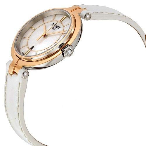 Tissot T Lady Flamingo Mother of Pearl White Dial White Leather Strap Watch For Women - T094.210.26.111.01 Buy Now By Tissot