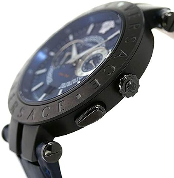 Versace V Race Chronograph Quartz Blue Dial Blue Leather Strap Watch For Men - VEBV00419 Buy Now By Versace